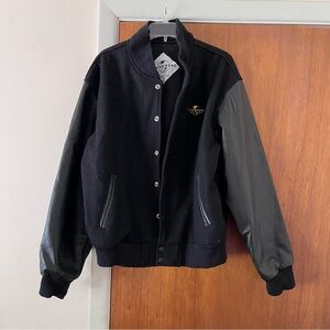 Universal Studios Men’s Vintage Wool And Leather Bomber Black Jacket Like New